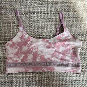 Lucky brand tie‎ dyed large bralette lace stretch lightweight pink intimates bra